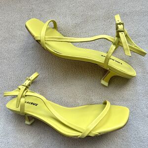 Lola Cruz Acid Green Leather Strappy Heeled Sandals Ankle Strap Women EU 36 US 5